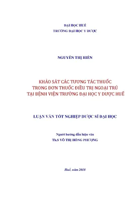 Khảo sát các tương tác thuốc trong đơn thuốc điều trị ngoại trú tại bệnh viện trường đại học y dược huế