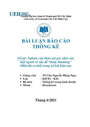Tiểu luận nghiên cứu khảo sát góc nhìn của mọi người v vấn đ body shaming miệt thị cơ thể trong x hôi hiện nay