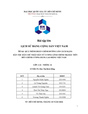 Tiểu luận đề tài quá trình hoàn chỉnh đường lối cách mạng dân tộc dân chủ nhân dân từ cương lĩnh chính trị đầu tiên đến chính cương đảng lao động việt nam