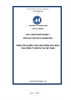 Tiểu luận phân tích chiến lược sản phẩm sữa milo của công ty nestle việt nam