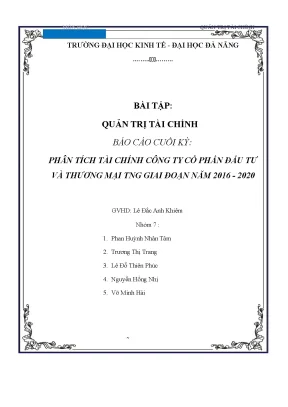 Tiểu luận báo cáo cuối kỳ phân tích tài chính công ty cổ phần đầu tư và thương mại tng giai đoạn năm 2016 2020