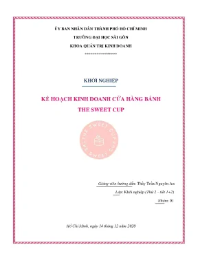 Tiểu luận khởi nghiệp kế hoạch kinh doanh c a hàng bánh ử the sweet cup