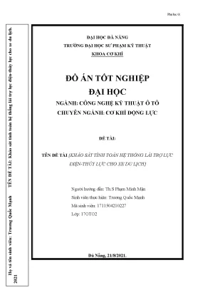 Khảo sát tính toán hệ thống lái trợ lực điện thủy lực cho xe du lịch