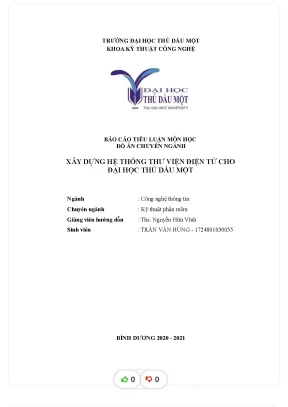 Đồ án chuyên ngành xây dựng hệ thống thư viện điện tử cho đại học thủ dầu một