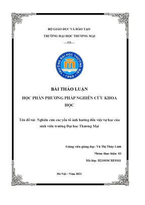 Tiểu luận thảo luận nhóm tmu nghiên cứu các yếu tố ảnh hưởng đến việc tự học của sinh viên trường đại học thương mại