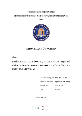 Tiểu luận thảo luận nhóm tmu triển khai các công cụ thanh toán điện tử trên website www ido com vn của công ty tnhh ido việt nam