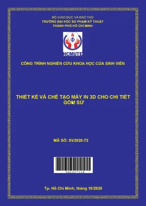 Hcmute thiết kế và chế tạo máy in 3d cho chi tiết gốm sứ