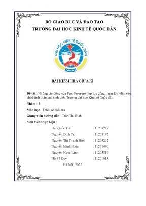 Tiểu luận đề tài những tác động của peer pressure áp lực đồng trang lứa đến sức khoẻ tinh thần của sinh viên trường đại học kinh tế quốc dân