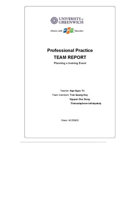 Tiểu luận professional practice team report planning a training event