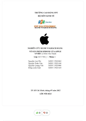 Tiểu luận hành vi khách hàng nghiên cứu hành vi khách hàng về sản phẩm iphone của apple