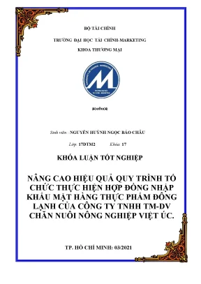 Tiểu luận nâng cao hiệu quả quy trình tổ chức thực hiện hợp đồng nhập khẩu mặt hàng thực phẩm đông lạnh của công ty tnhh tm dv chăn nuôi nông nghiệp việt úc