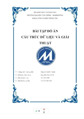 Tiểu luận bài tập đồ án cấu trúc dữ liệu và giải thuật