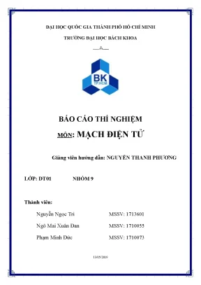 Báo cáo thí nghiệm môn mạch điện tử bài 1 kiểm chứng mạch khuếch đại bjt ghép e chung dc và ac