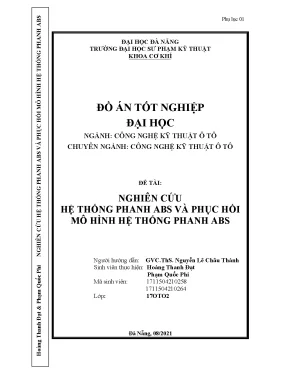Nghiên cứu hệ thống phanh abs và phục hồi mô hình hệ thống abs