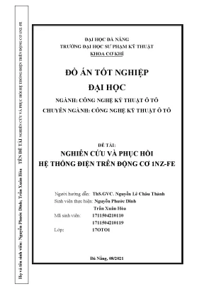 Đồ án tốt nghiệp nghiên cứu và phục hồi hệ thống điện trên động cơ 1nz fe