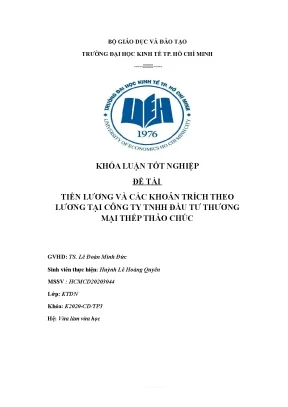 Tiểu luận tiền lương và các khoản trích theo lương tại công ty tnhh đầu tư thương mại thép thảo chúc