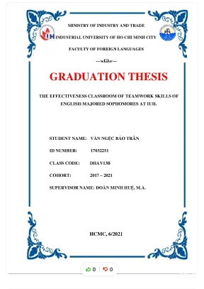 Graduation thesis the effectiveness classroom of teamwork skills of english majored sophomores at iuh