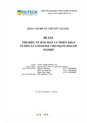 Tiểu luận đồ án chuyên ngành đề tài tìm hiều về bảo mật và triển khai tường lửa pfsense cho mạng doanh nghiệp