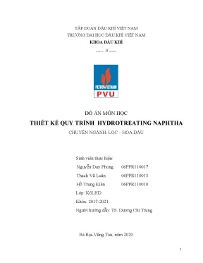 Tiểu luận đồ án môn học thiết kế quy trình hydrotreatingnaphtha
