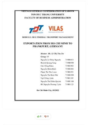 Module multimodal transport management exportation from ho chi minh to frankfurt germany