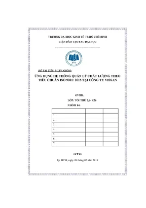 Tiêu luân nhóm ứng dụng hệ thống quản lý chất lượng theo tiêu chuẩn iso 9001 2015 tại công ty vissan