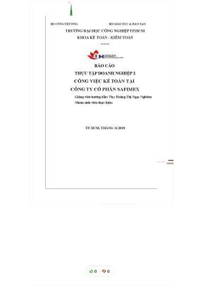 Tiểu luận báo cáo thực tập doanh nghiệp 2 công việc kế toán tại công ty cổ phần safimex
