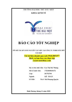 Báo cáo tốt nghiệp tên đề tài kế toán nguyên vật liệu tại công ty tnhh giày dép tân hợp