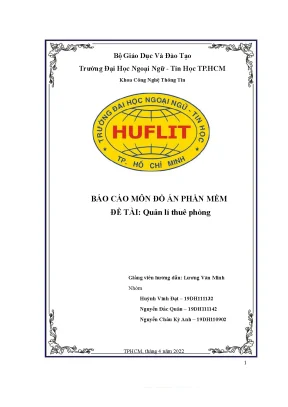 Tiểu luận báo cáo môn đồ án phần mềm đề tài quản lí thuê phòng