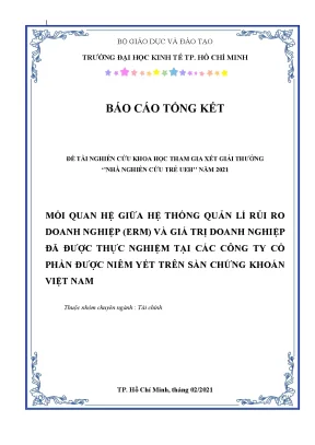 Tiểu luận mối quan hệ giữa hệ thống quản lí rủi ro doanh nghiệp erm và giá trị doanh nghiệp đã được thực nghiệm tại các công ty cổ phần được niêm yết trên sàn chứng khoán việt nam