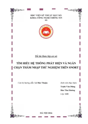 Tiểu luận tìm hiểu hệ thống phát hiện và ngăn chặn thâm nhập thử nghiệm trên snort