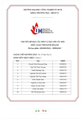 Chuyên đề đặt câu hỏi và trả lời câu hỏi môn giao tiếp kinh doanh