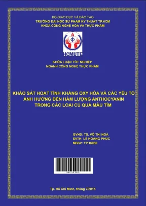 Đồ án hcmute khảo sát các hoạt tính kháng oxy hóa và các yếu tố ảnh hưởng đến hàm lượng anthocyanin trong các loại củ quả màu tím