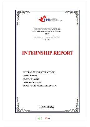 Tiểu luận internship report chapter and context of the internship report