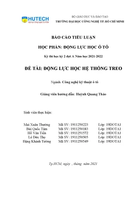 Tiểu luận tiểu luận học phần động lực học ô tô động lực học hệ thống treo