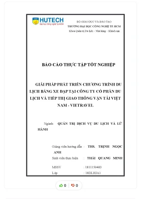 Tiểu luận giải pháp phát triển chương trình du lịch bằng xe đạp tại công ty cổ phần du lịch và tiếp thị giao thông vận tải việt nam vietravel