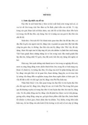 Tiểu luận rèn luyện đạo đức cho cán bộ đảng viên ở tỉnh phú thọ hiện nay theo tư tưởng hồ chí minh