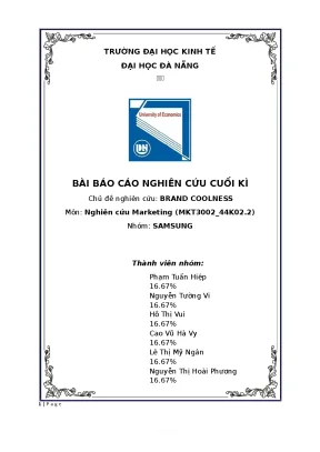 Tiểu luận bài báo cáo nghiên cứu cuối kì chủ đề nghiên cứu brand coolness