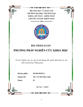 Đề tài nghiên cứu các yếu tố ảnh hưởng đến quyết định thuê trọ của sinh viên đại học thương mại