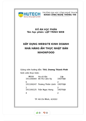Đồ án học phần lập trình web xây dựng website kinh doanh nhà hàng ẩm thực nhật bản nihonfood