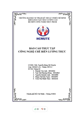 Tiểu luận báo cáo thực tập công nghệ chế biến lương thực bài 1 tổng quan sản xuất mì