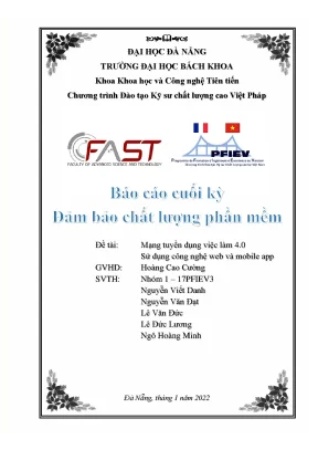 Tiểu luận tiểu luận báo cáo cuối kỳ đảm bảo chất lượng phần mềm