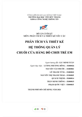 Tiểu luận môn phân tích và thiết kế yêu cầu phân tích và thiết kế hệ thống quản lý chuỗi cửa hàng đồ chơi trẻ em