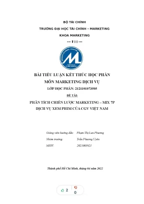 Tiểu luận phân tích chiến lược marketing mix 7p dịch vụ xem phim của cgv việt nam