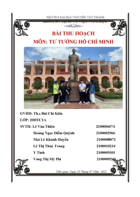 Bài thu hoạch môn tư tưởng hồ chí minh cống hiến vĩ đại của chủ tịch hồ chí minh vào thực tiễn cách mạng việt nam và thế giới