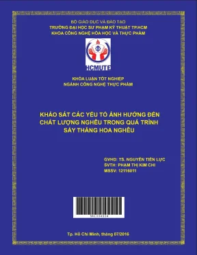 Đồ án hcmute khảo sát các yếu tố ảnh hưởng đến chất lượng nghêu trong quá trình sấy thăng hoa nghêu
