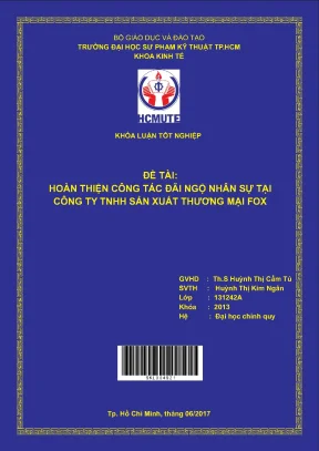 Đồ án hcmute hoàn thiện công tác đãi ngộ nhân sự tại công ty tnhh sản xuất thương mại fox