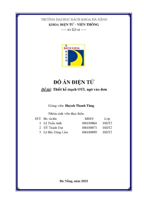Tiểu luận đồ án điện tử đề tài thiết kế mạch otl ngõ vào đơn