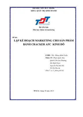 Tiểu luận đề t ài lập k ch marketing cho s ế hoạ ản phẩm bánh cracker afc kinh đô