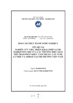 Tiểu luận nghiên cứu việc triển khai chiến lược marketing mix của các thương hiệu giày thể thao phân khúc tầm trung lấy ví dụ là nike và adidas tại thị trường việt nam