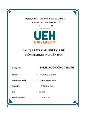 Tiểu luận bài tập lms câu hỏi tại lớp môn marketing căn bản